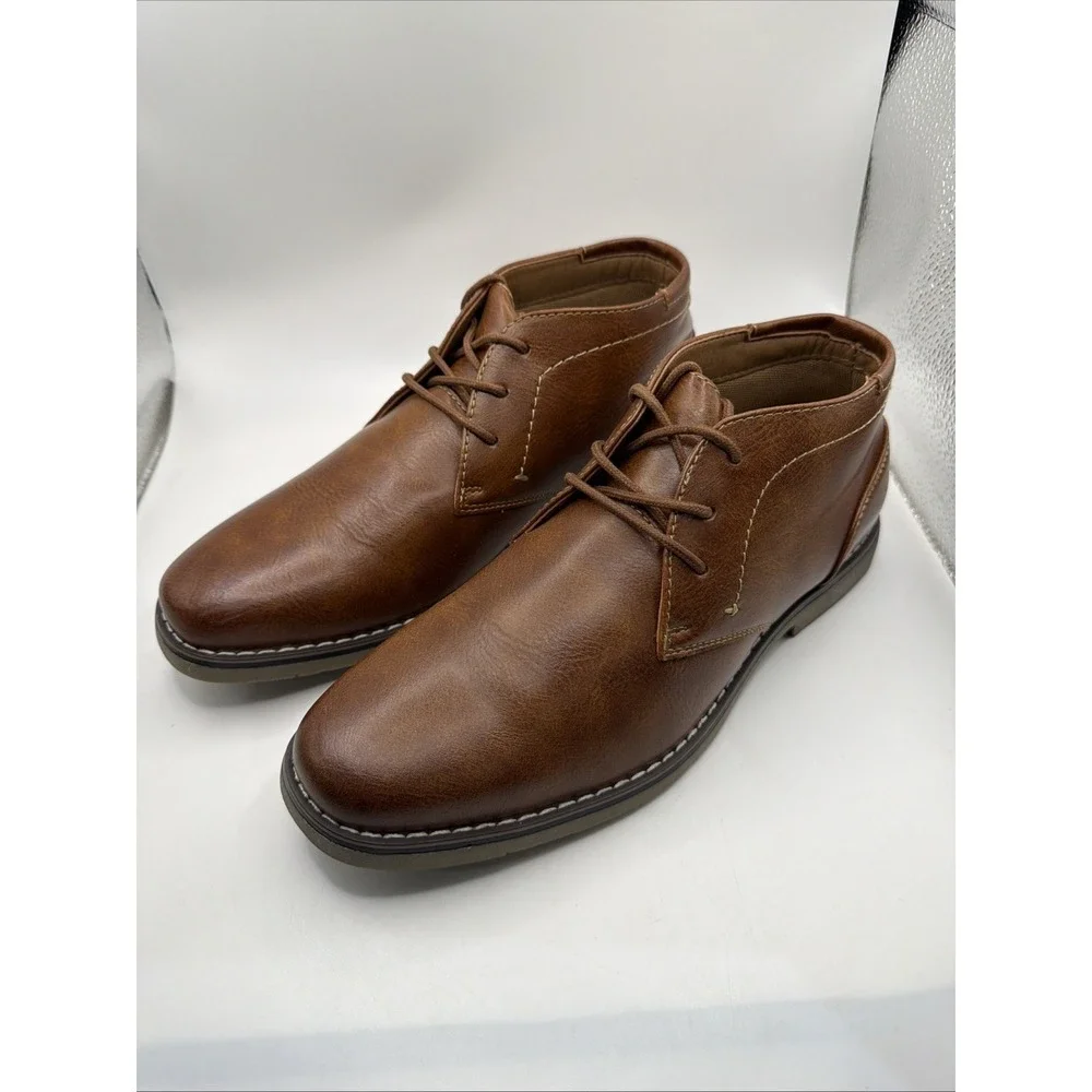Steve Madden Men's P-Symin Short Chukka Boots, Size 8.5, Cognac, New